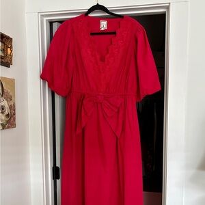 LÉA Red Maxi Dress with Bow Detail